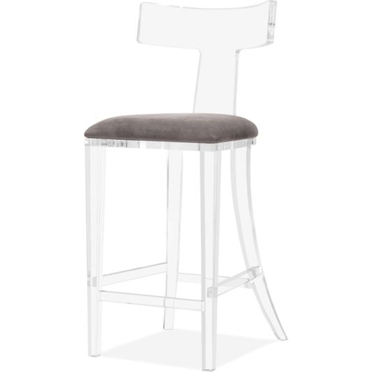 002 S-224258 | Additional Silo | Tristan Klismos Bar Stool by Interlude Home in clear, nimbus gray. Made from acrylic, velvet in a modern style.