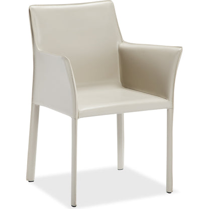 Jada Arm Chair by Interlude Home in mediterranean sand. Made from bonded leather, iron in a modern style.