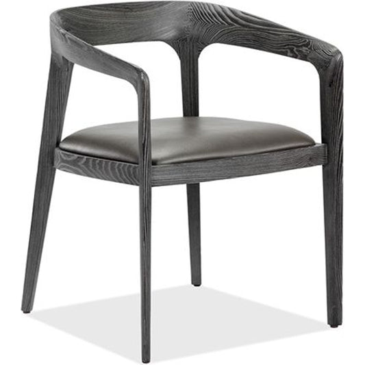 Kendra Dining Chair by Interlude Home in charcoal ceruse, slate gray. Made from ash, faux leather microfiber in a modern style.
