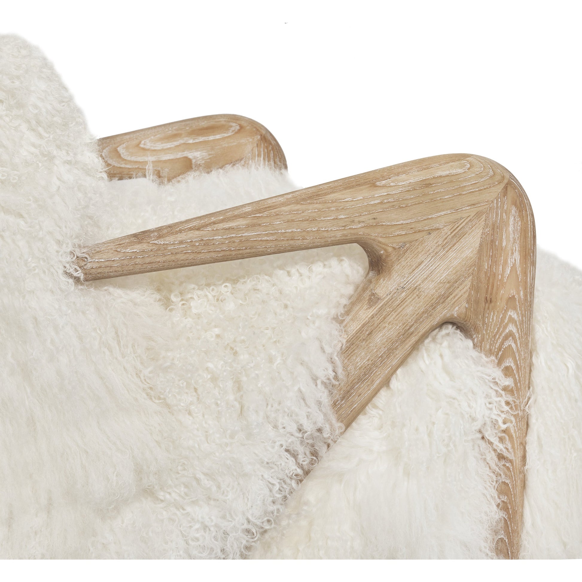 Angelica Lounge Chair by Interlude Home in morel taupe. Made from ash, tibetan lambskin in a modern style.