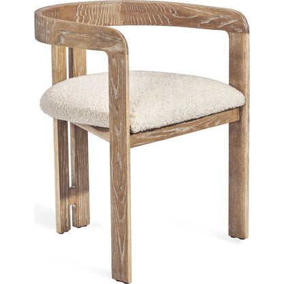 Burke Dining Chair by Interlude Home in beach ceruse, down. Made from wood, faux shearling in a modern style.
