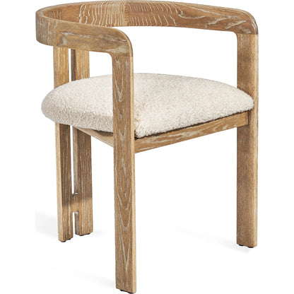 Burke Dining Chair by Interlude Home in beach ceruse, down. Made from wood, faux shearling in a modern style.