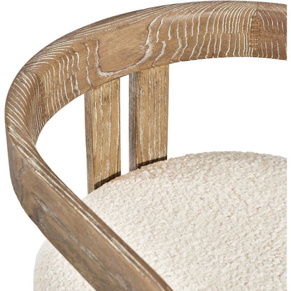 Burke Dining Chair by Interlude Home in beach ceruse, down. Made from wood, faux shearling in a modern style.