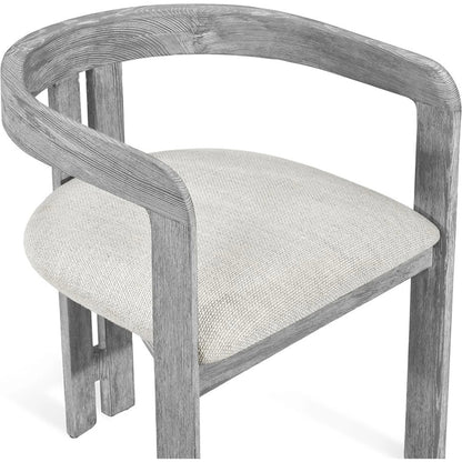 Burke Dining Chair by Interlude Home in beach ceruse, down. Made from wood, faux shearling in a modern style.