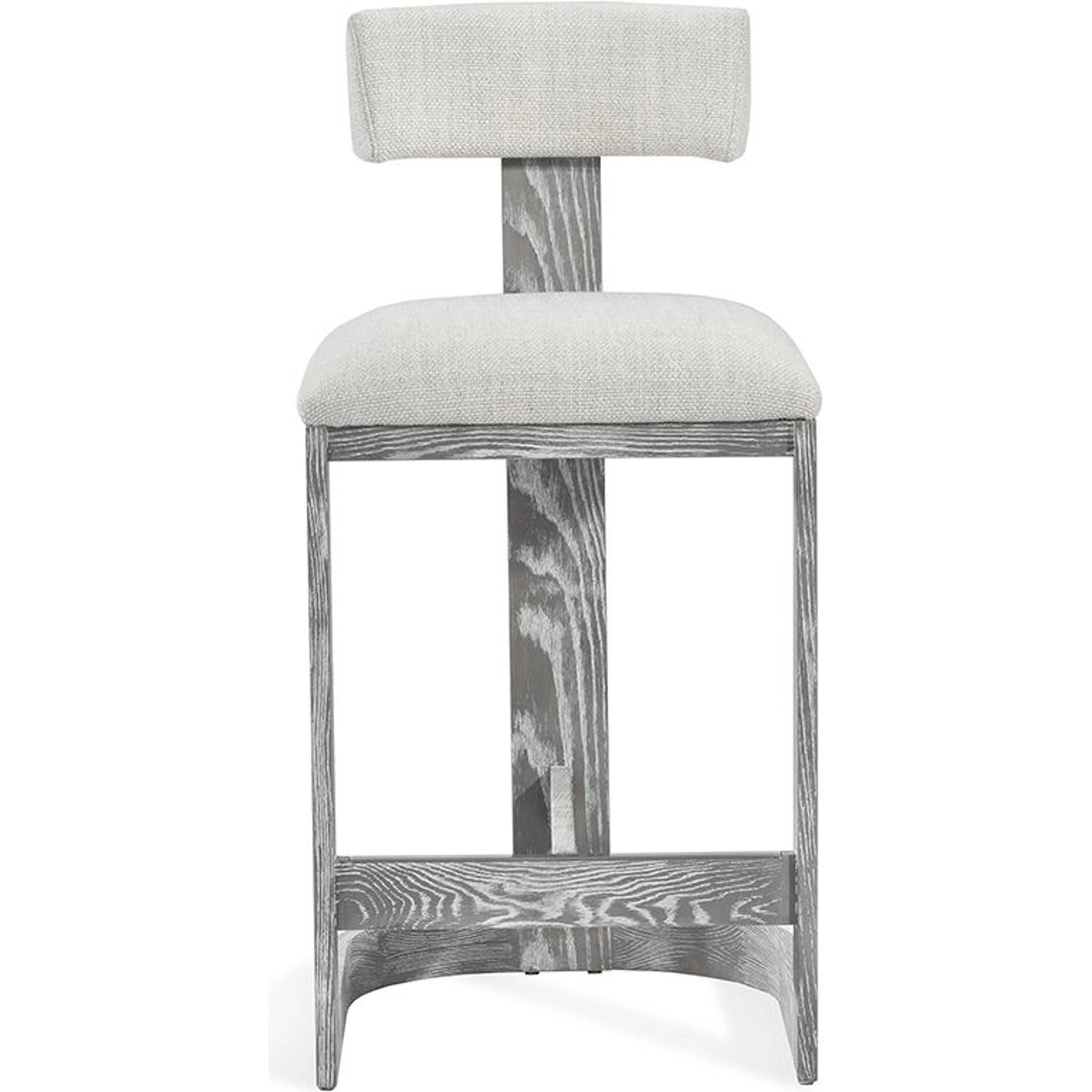 Brooklyn Counter Stool by Interlude Home. Made from wood, loomed linen, stainless steel in a modern style.