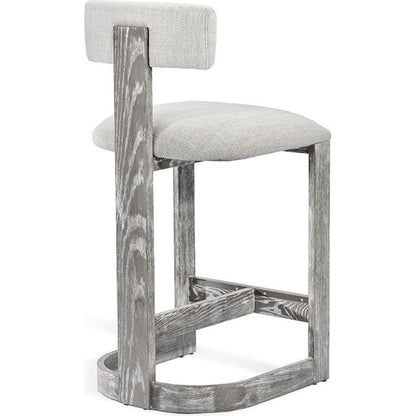 Brooklyn Counter Stool by Interlude Home. Made from wood, loomed linen, stainless steel in a modern style.