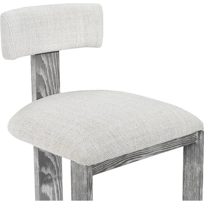 Brooklyn Counter Stool by Interlude Home. Made from wood, loomed linen, stainless steel in a modern style.