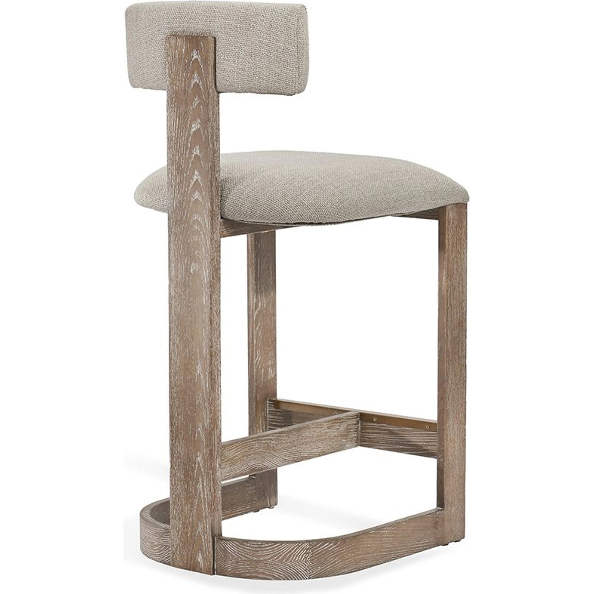Brooklyn Counter Stool by Interlude Home. Made from wood, loomed linen, stainless steel in a modern style.
