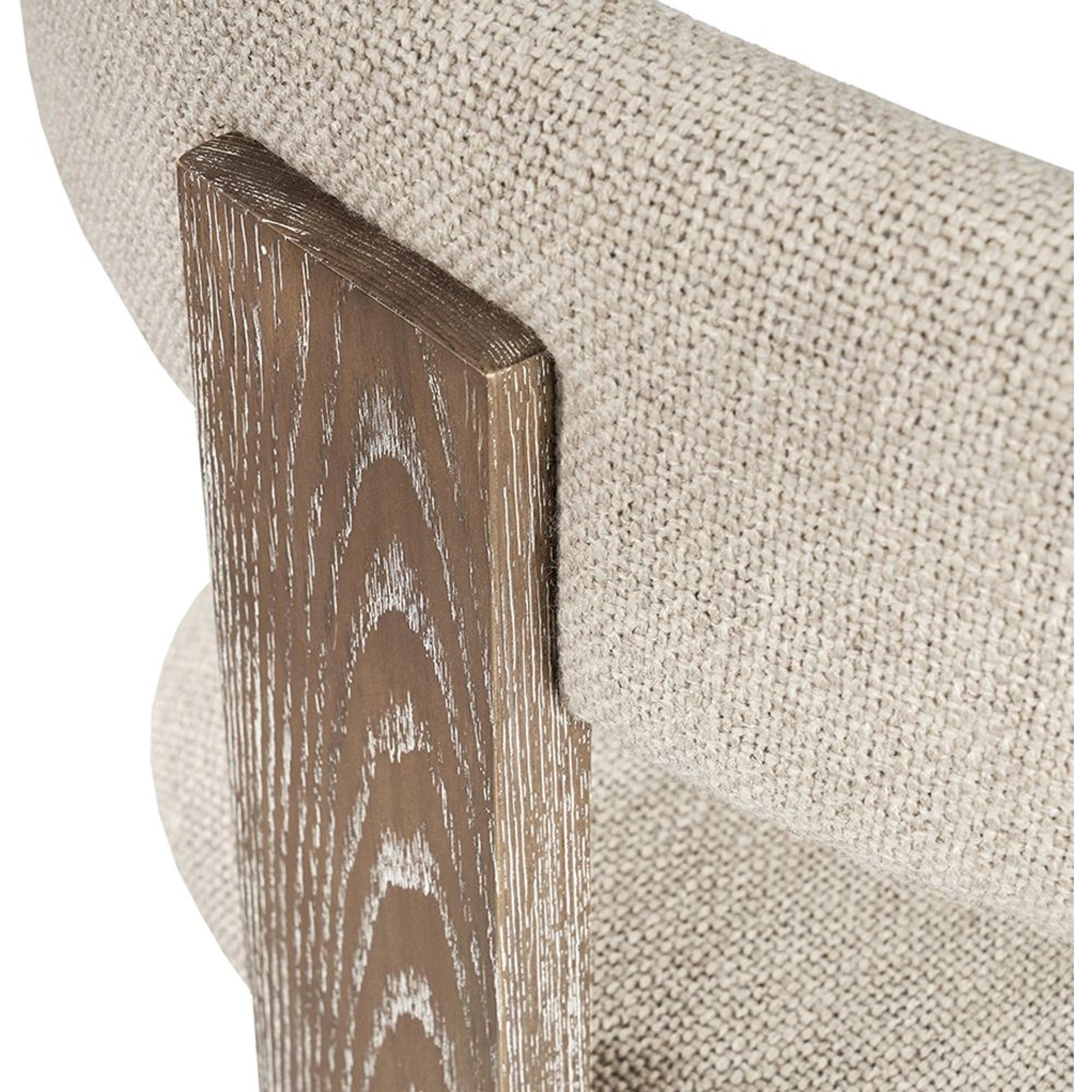 Brooklyn Counter Stool by Interlude Home. Made from wood, loomed linen, stainless steel in a modern style.