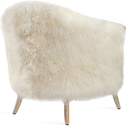 Ilaria Ivory Lounge Chair by Interlude Home in whitewash, ivory. Made from wood, sheepskin in a modern style.
