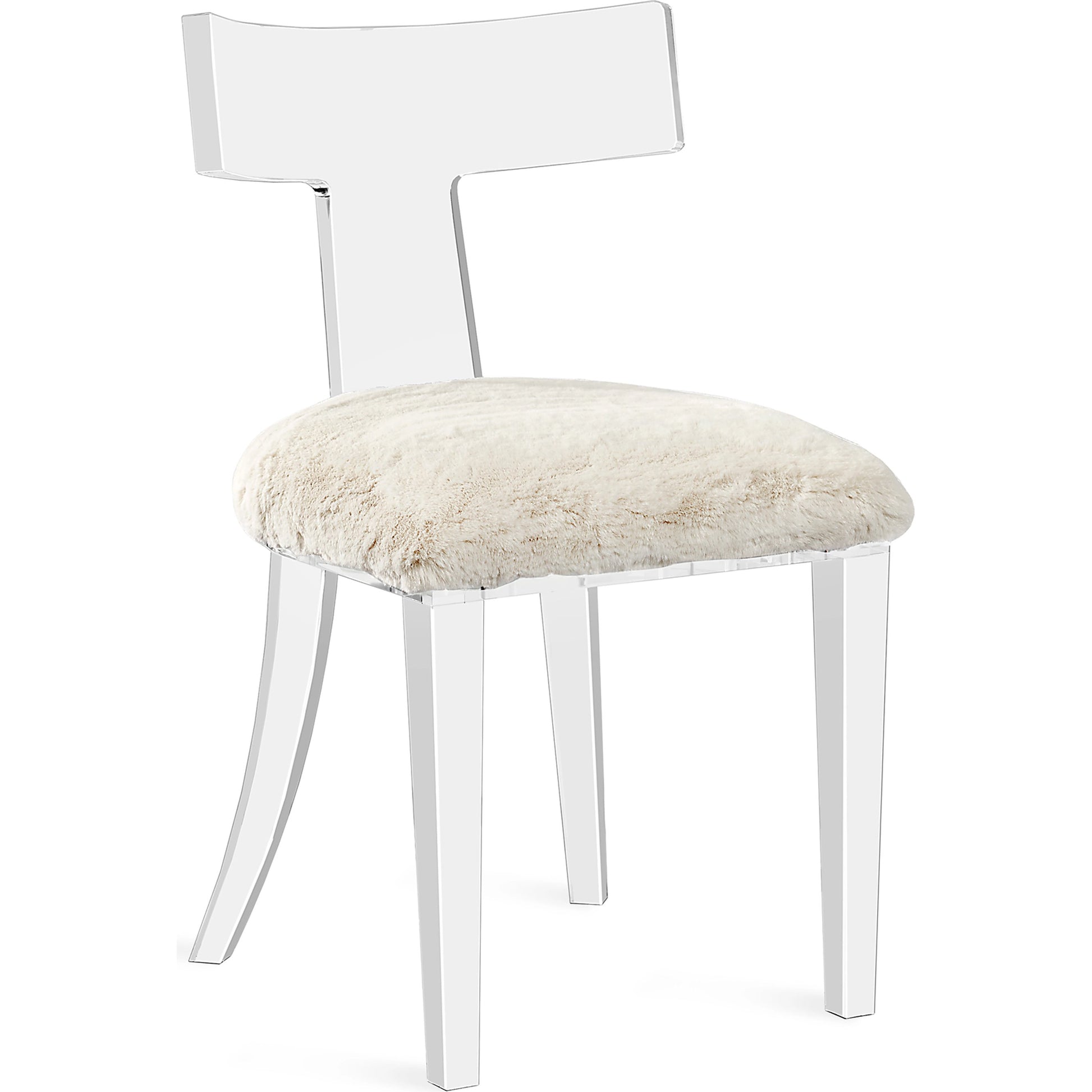 Tristan Chair by Interlude Home in ivory, clear acrylic. Made from faux fur, acrylic in a modern style.