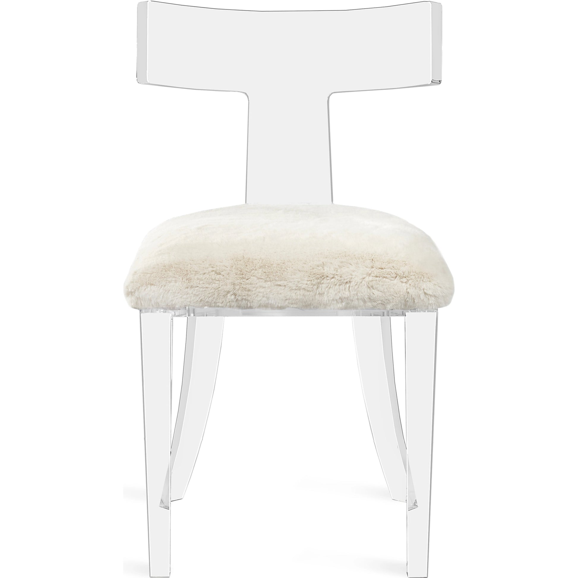 Tristan Chair by Interlude Home in ivory, clear acrylic. Made from faux fur, acrylic in a modern style.