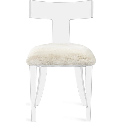 Tristan Chair by Interlude Home in ivory, clear acrylic. Made from faux fur, acrylic in a modern style.
