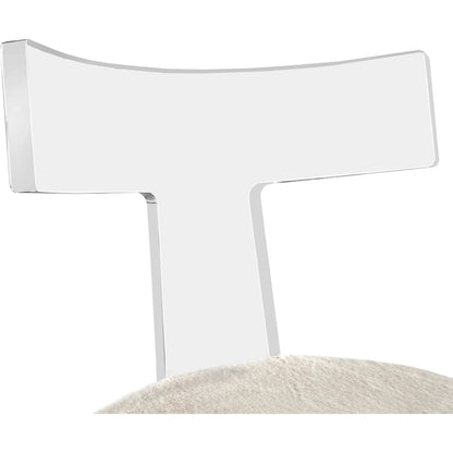 Tristan Chair by Interlude Home in ivory, clear acrylic. Made from faux fur, acrylic in a modern style.