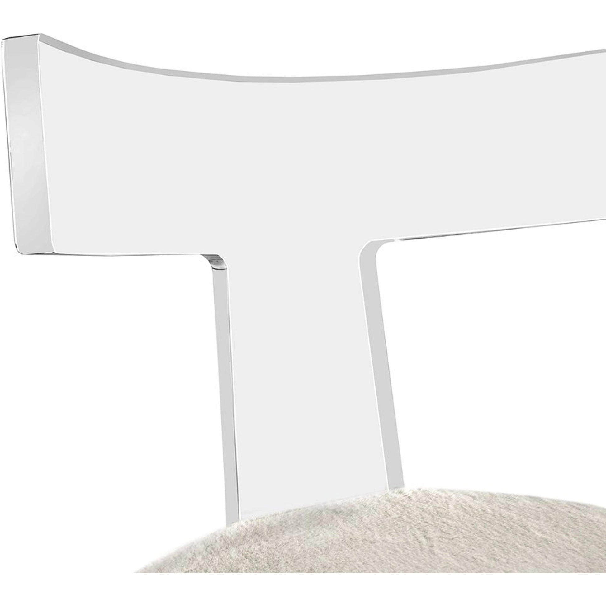 Tristan Chair by Interlude Home in ivory, clear acrylic. Made from faux fur, acrylic in a modern style.