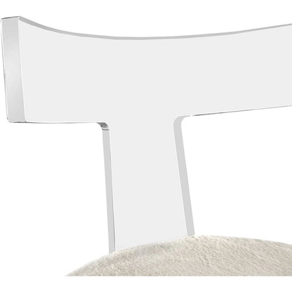 Tristan Chair by Interlude Home in ivory, clear acrylic. Made from faux fur, acrylic in a modern style.