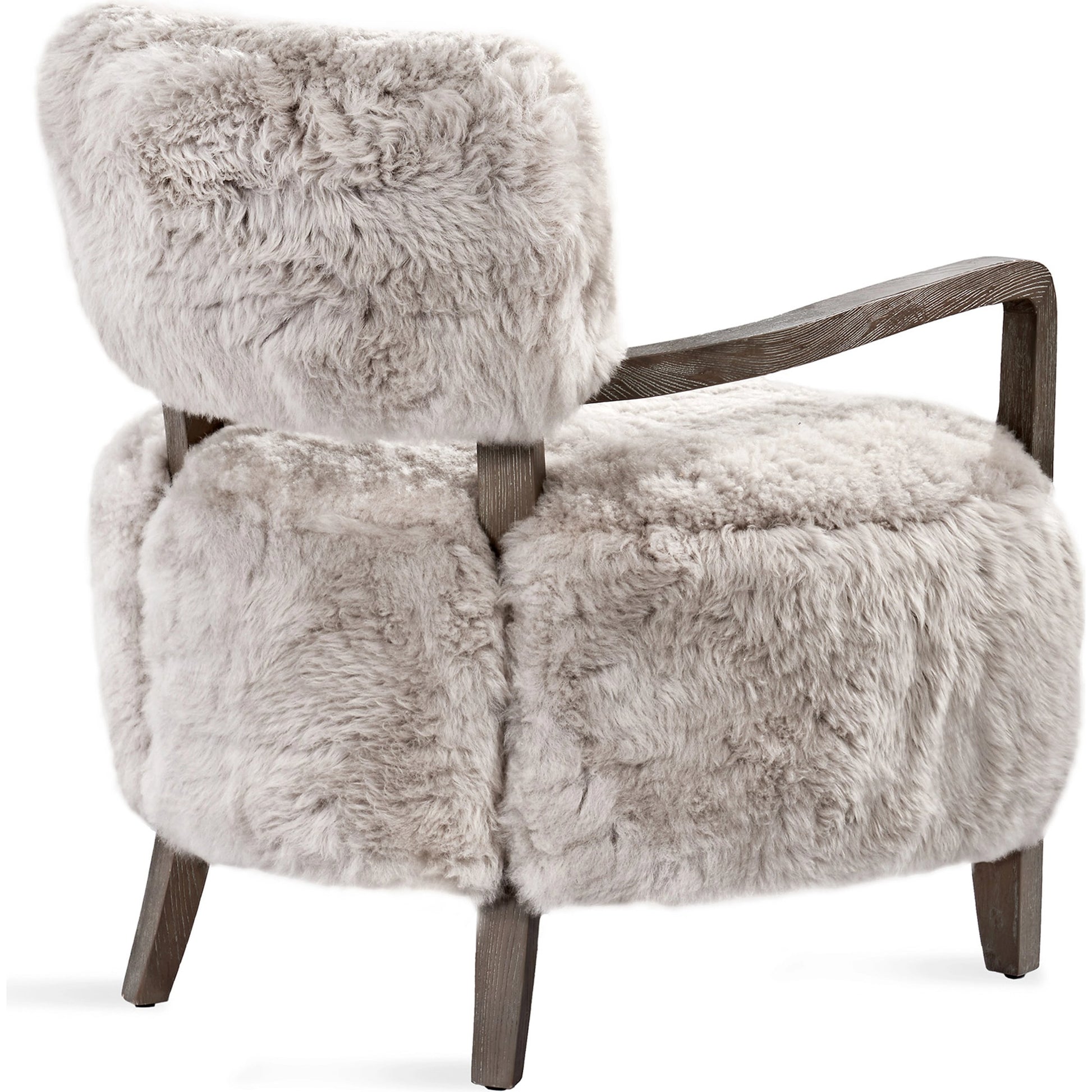 Royce Lounge Chair by Interlude Home in autumn brown, morel taupe. Made from wood, tibetan lamb skin in a rustic style.