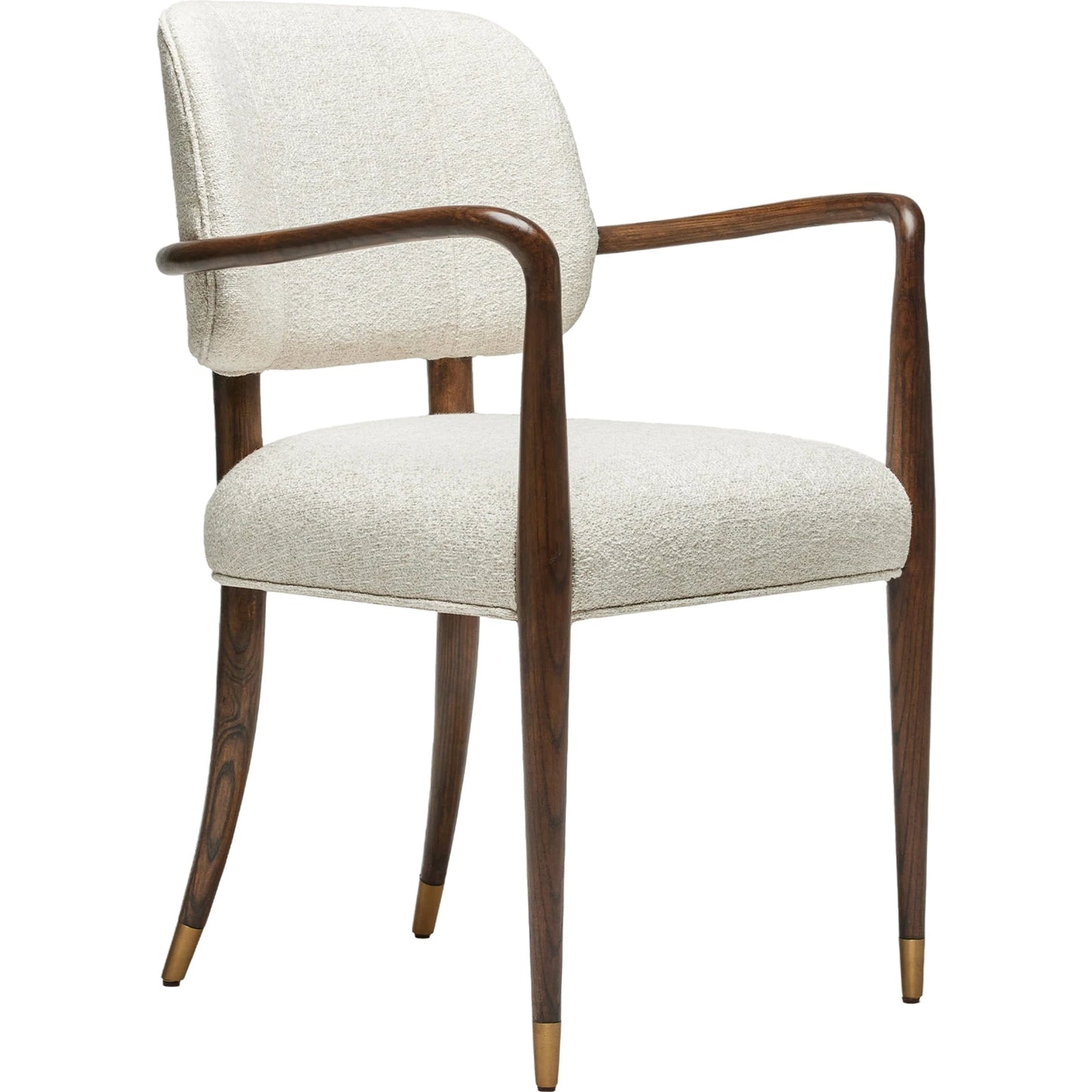 001 SI-2130795 | Primary Silo | Serafina Arm Chair by Interlude Home in luster, walnut, brushed brass. Made from saxon weave, wood, metal in a modern style.