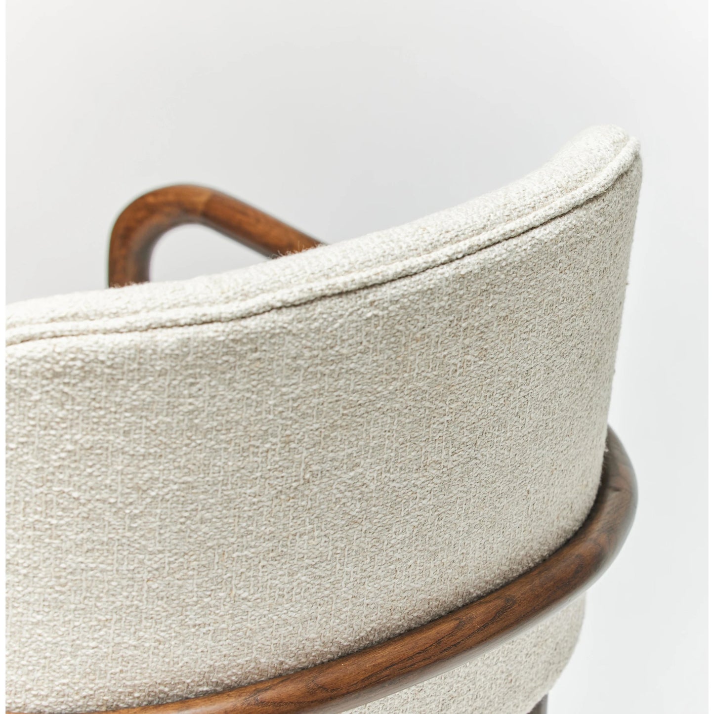 010 SI-2130795 | Closeup | Serafina Arm Chair by Interlude Home in luster, walnut, brushed brass. Made from saxon weave, wood, metal in a modern style.