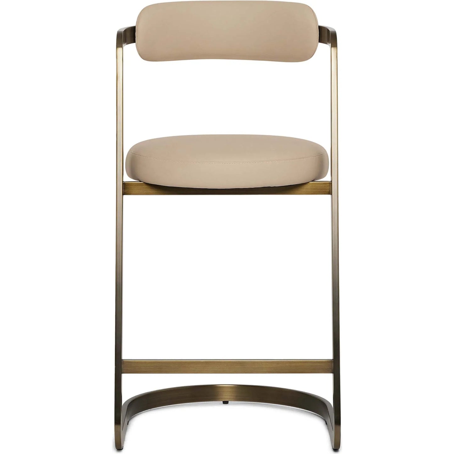 004 SI-2374476 | Additional Silo | Baldwin Counter Stool by Interlude Home in antique bronze, cream latte. Made from stainless steel, vegan leather in a modern style.