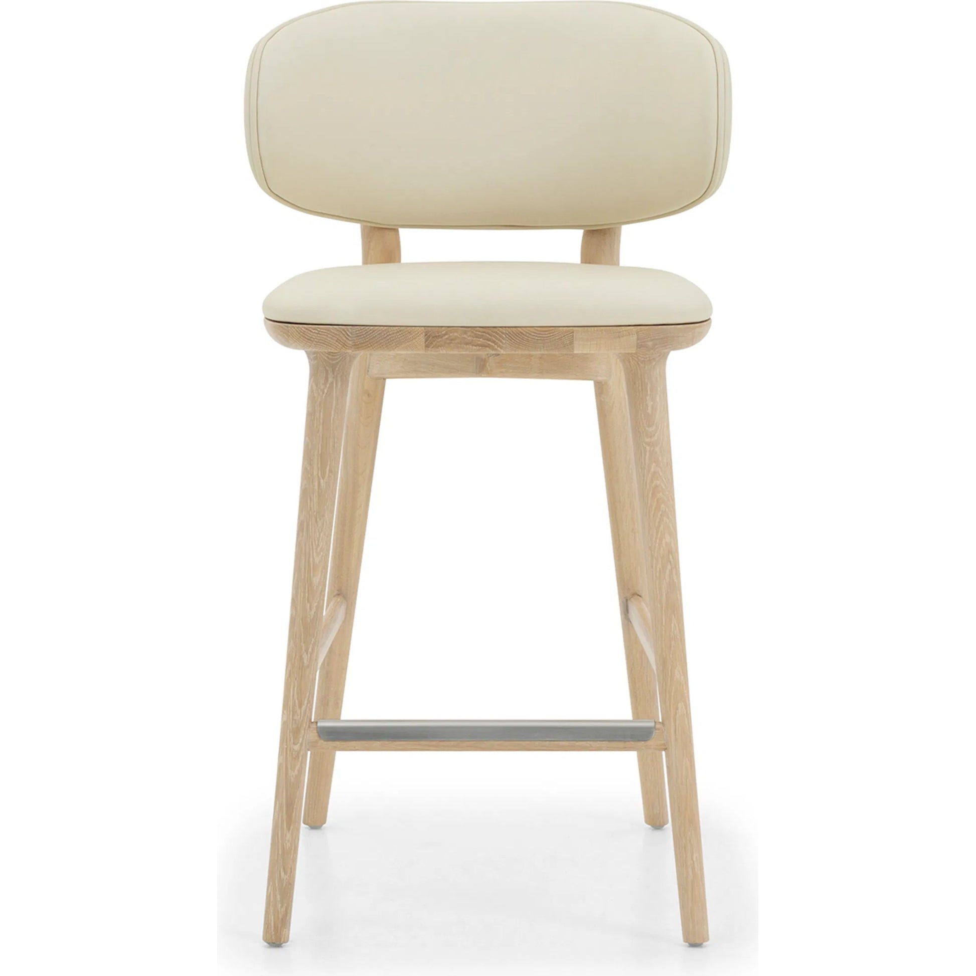Soren Counter Stool by Interlude Home. Made from oak, vegan leather, metal in a transitional style.