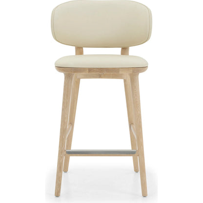 Soren Counter Stool by Interlude Home. Made from oak, vegan leather, metal in a transitional style.