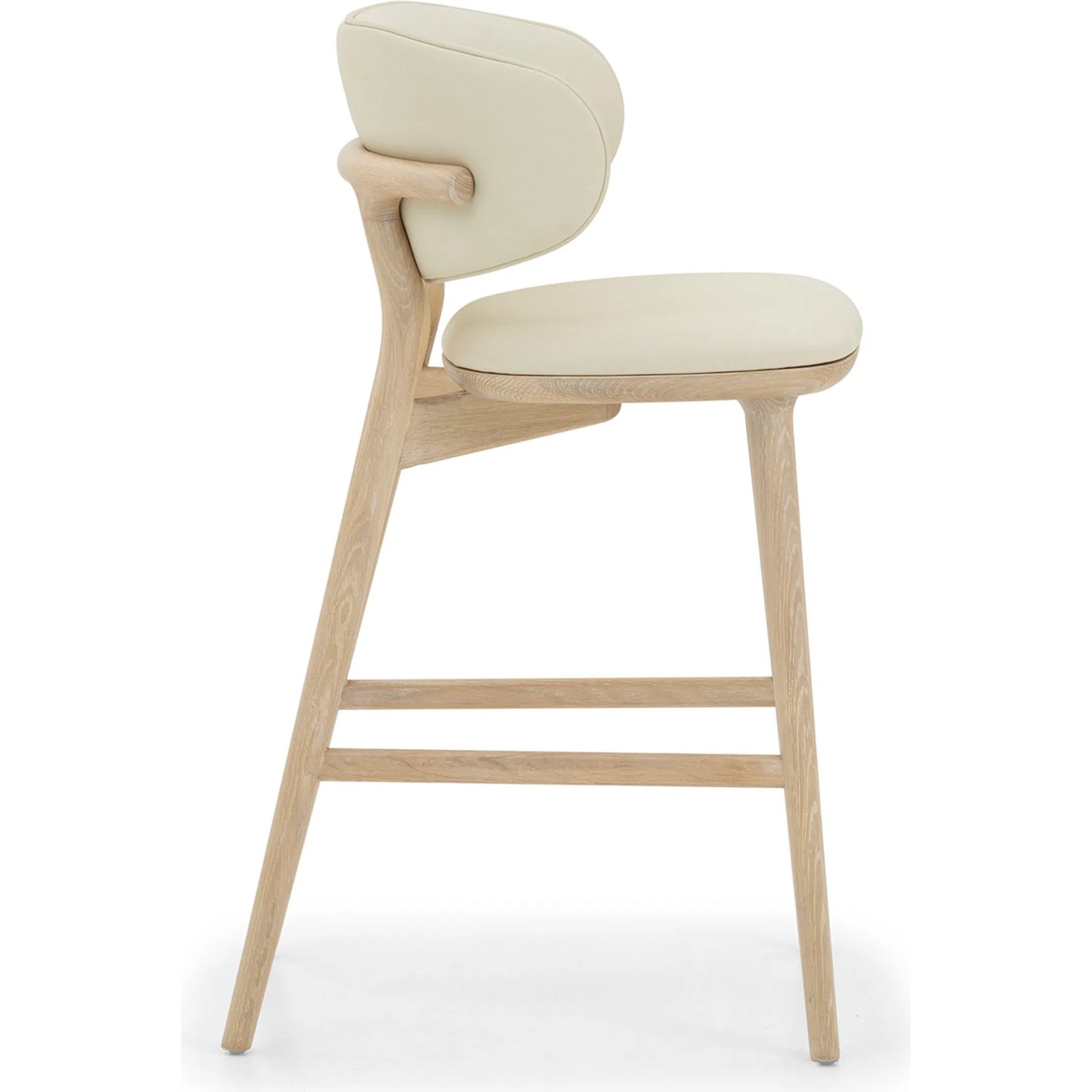 Soren Counter Stool by Interlude Home. Made from oak, vegan leather, metal in a transitional style.