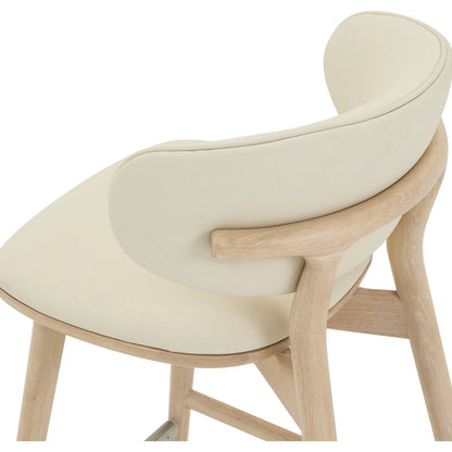Soren Counter Stool by Interlude Home. Made from oak, vegan leather, metal in a transitional style.