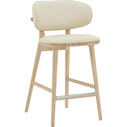 Soren Counter Stool by Interlude Home. Made from oak, vegan leather, metal in a transitional style.