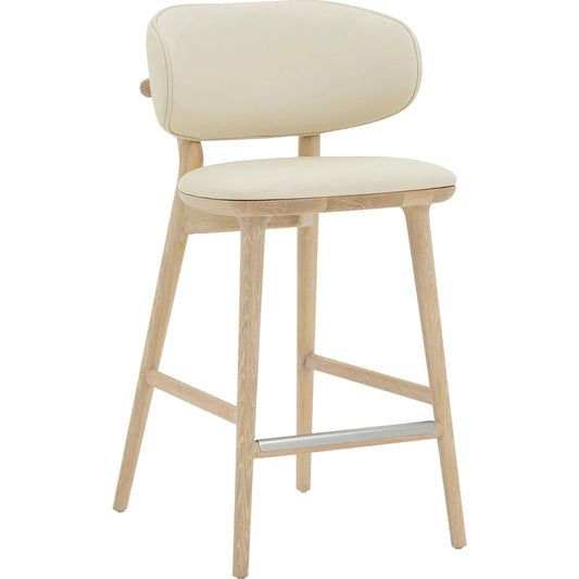 Soren Counter Stool by Interlude Home. Made from oak, vegan leather, metal in a unique style.