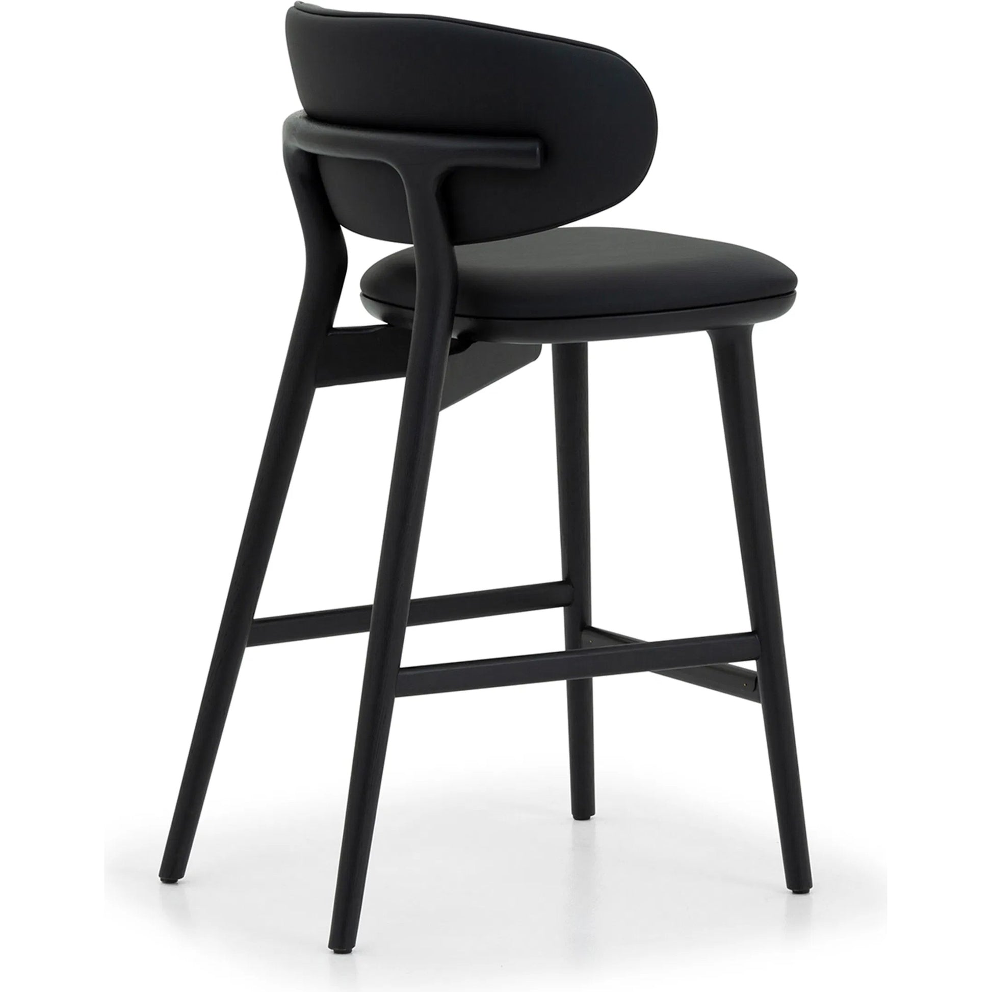 Soren Counter Stool by Interlude Home. Made from oak, vegan leather, metal in a transitional style.