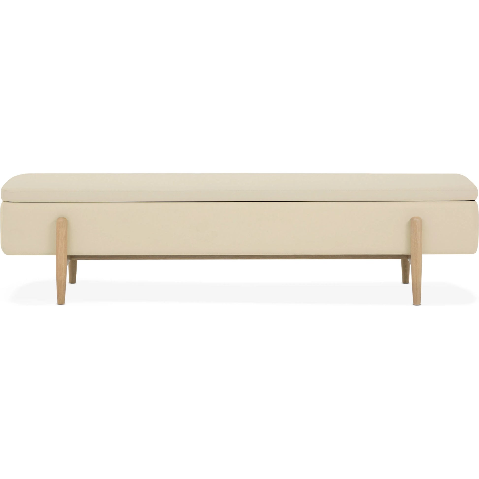 Brynn Storage Bench by Interlude Home in saddle, acorn. Made from oak, vegan leather in a transitional style.