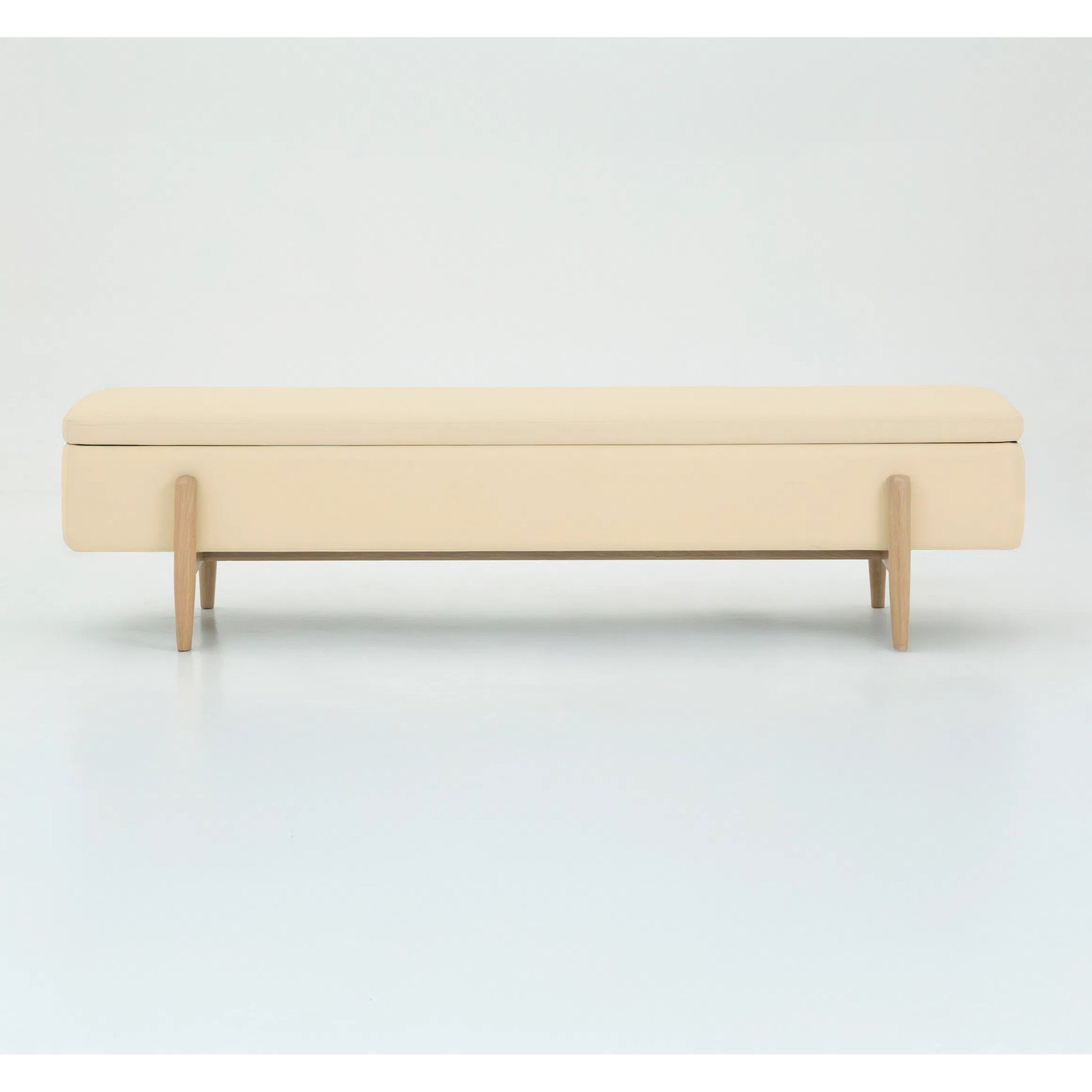 Brynn Storage Bench by Interlude Home in saddle, acorn. Made from oak, vegan leather in a transitional style.