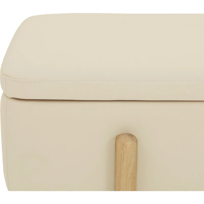 Brynn Storage Bench by Interlude Home in saddle, acorn. Made from oak, vegan leather in a transitional style.