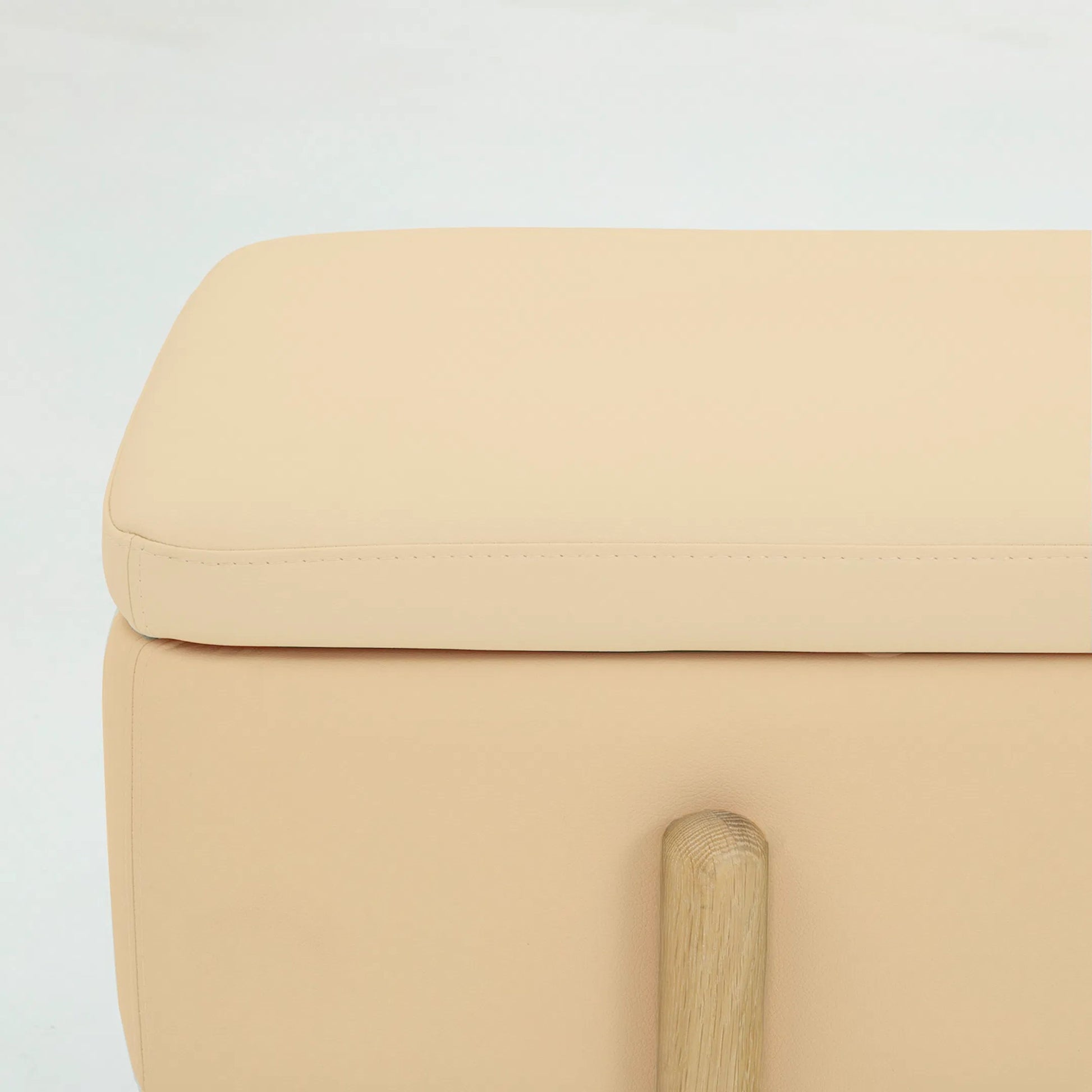 Brynn Storage Bench by Interlude Home in saddle, acorn. Made from oak, vegan leather in a transitional style.