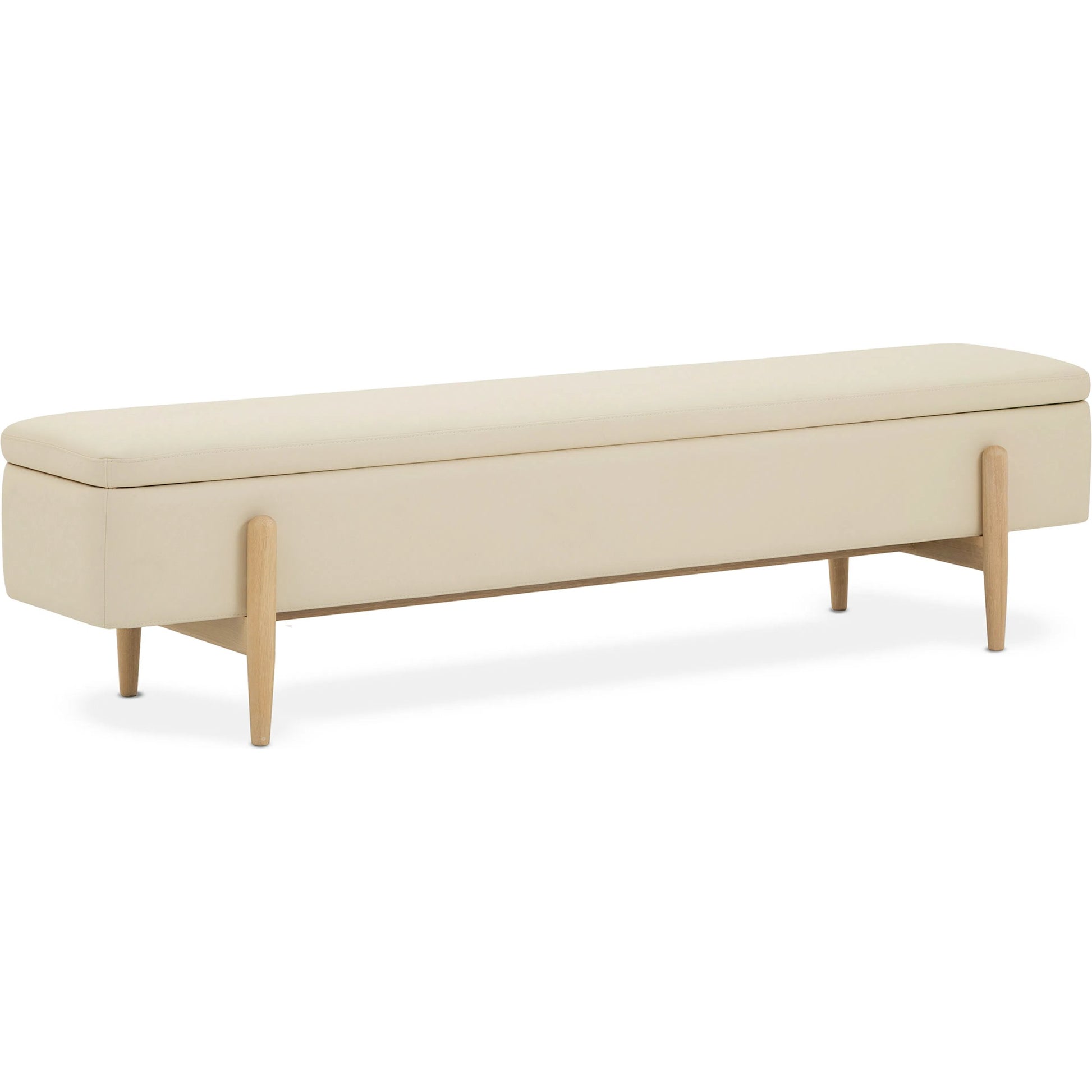 Brynn Storage Bench by Interlude Home in saddle, acorn. Made from oak, vegan leather in a transitional style.