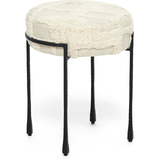 Cade Stool by Interlude Home in matte black, terrain. Made from iron, fabric in a eclectic & global style.