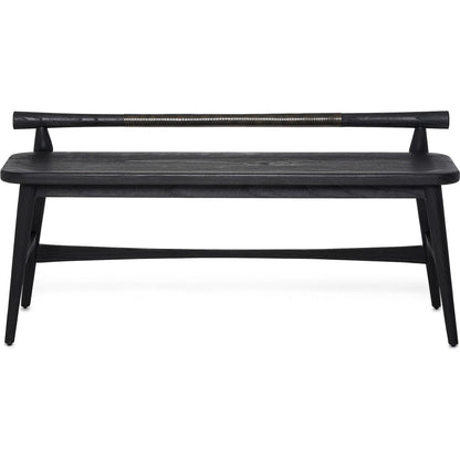 Madeira Bench by Interlude Home. Made from sunkai wood, leather in a traditional style.