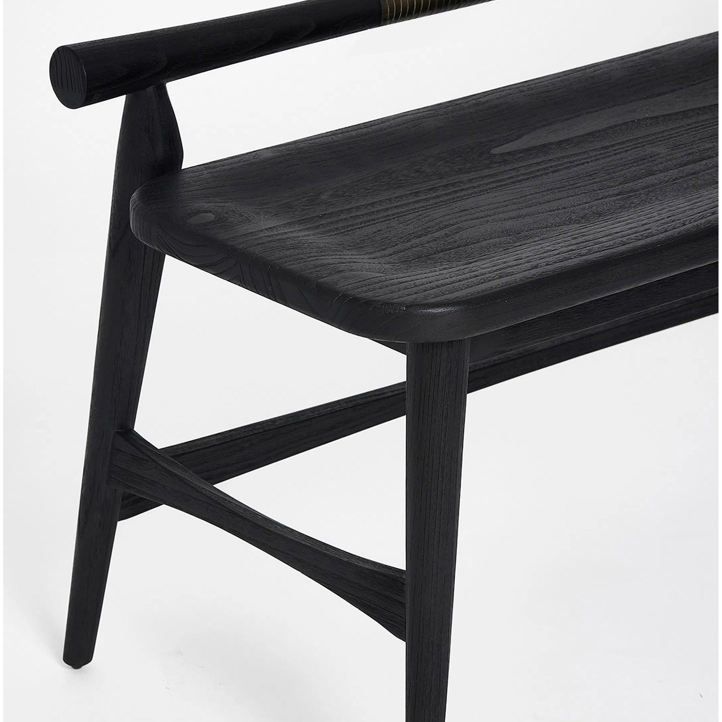 009 SI-2519602 | Closeup | Madeira Bench by Interlude Home. Made from sunkai wood, leather in a traditional style.