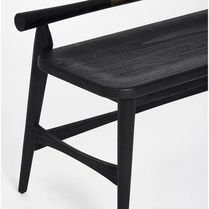 Madeira Bench by Interlude Home. Made from sunkai wood, leather in a traditional style.