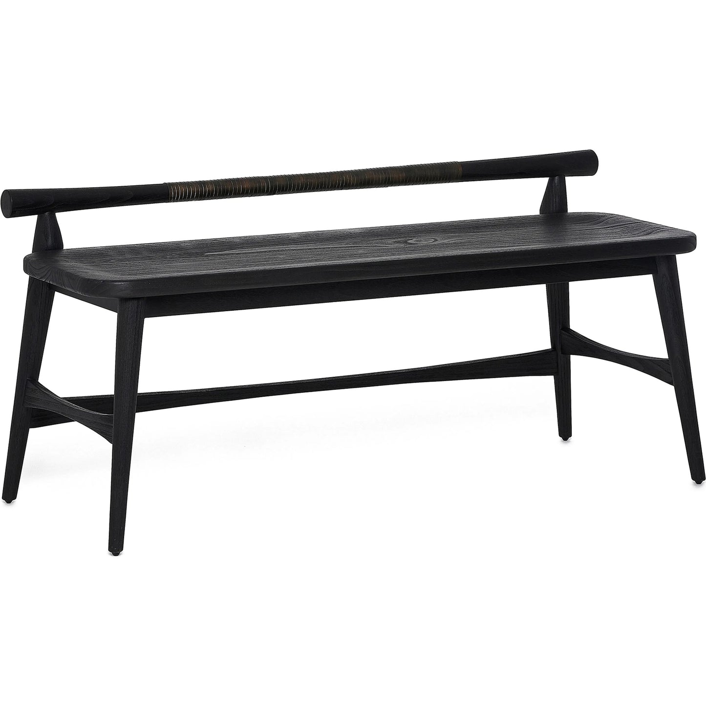 001 SI-2519602 | Primary Silo | Madeira Bench by Interlude Home. Made from sunkai wood, leather in a traditional style.