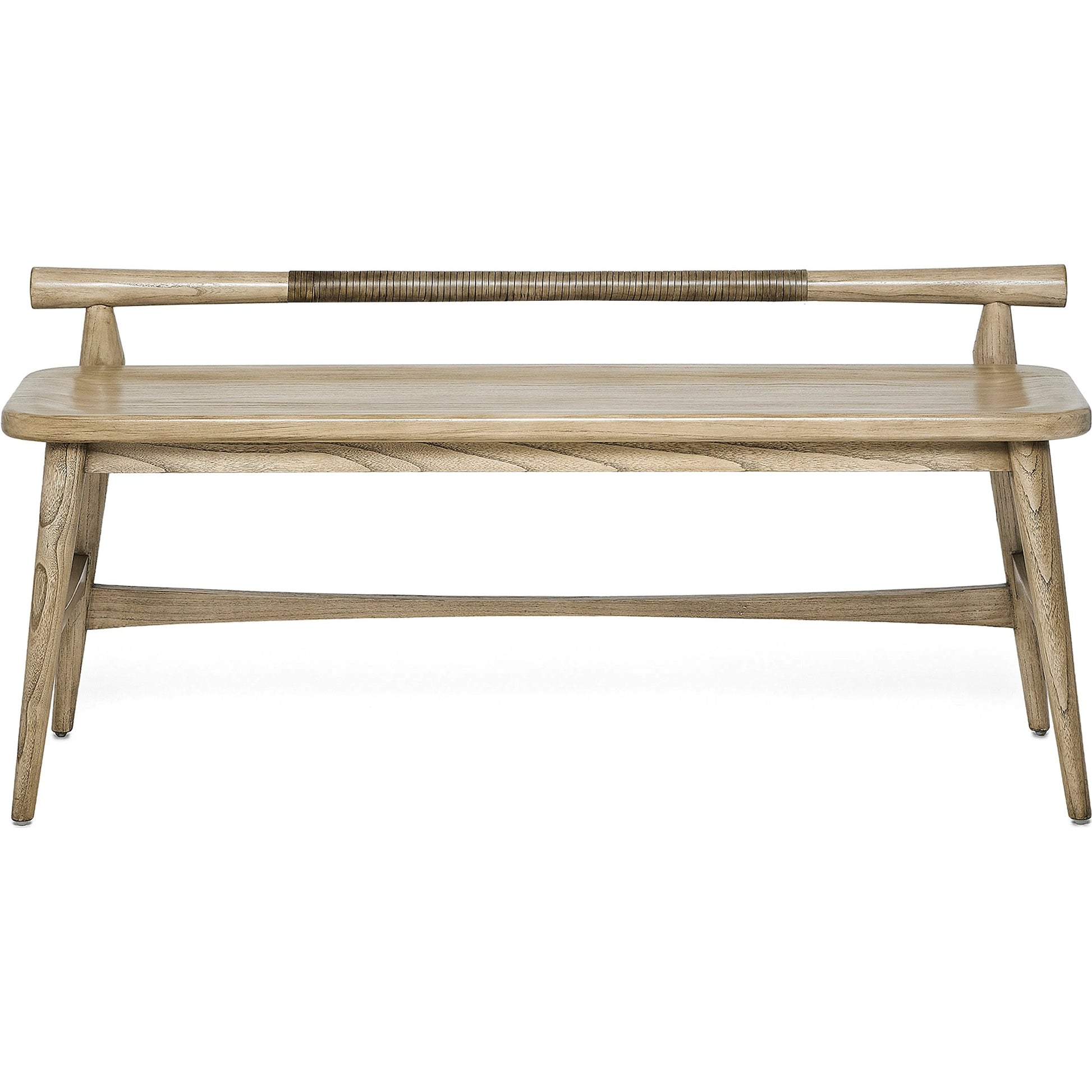 Madeira Bench by Interlude Home. Made from sunkai wood, leather in a traditional style.