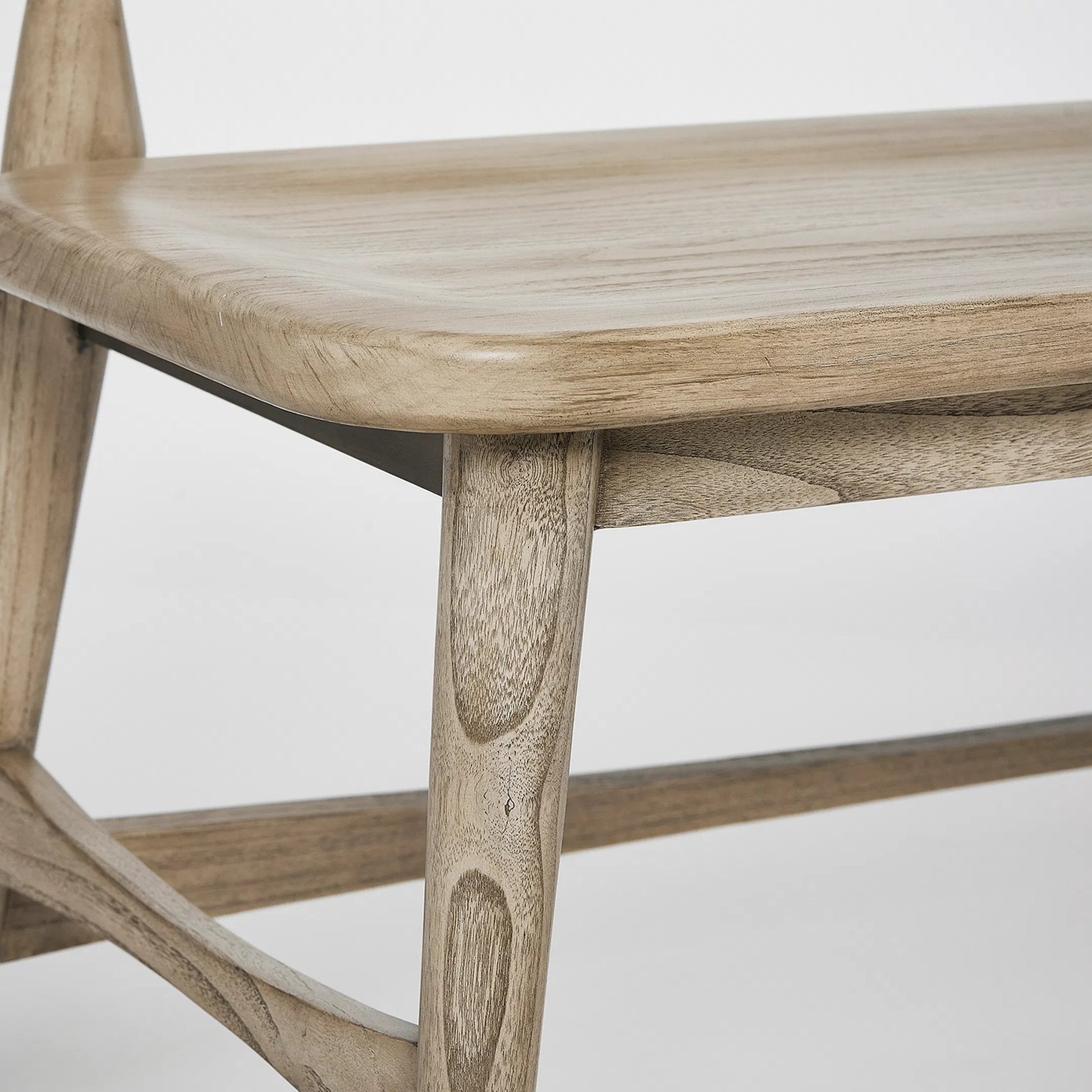 Madeira Bench by Interlude Home. Made from sunkai wood, leather in a traditional style.