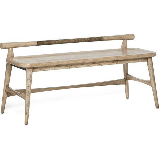 Madeira Bench by Interlude Home. Made from sunkai wood, leather in a traditional style.