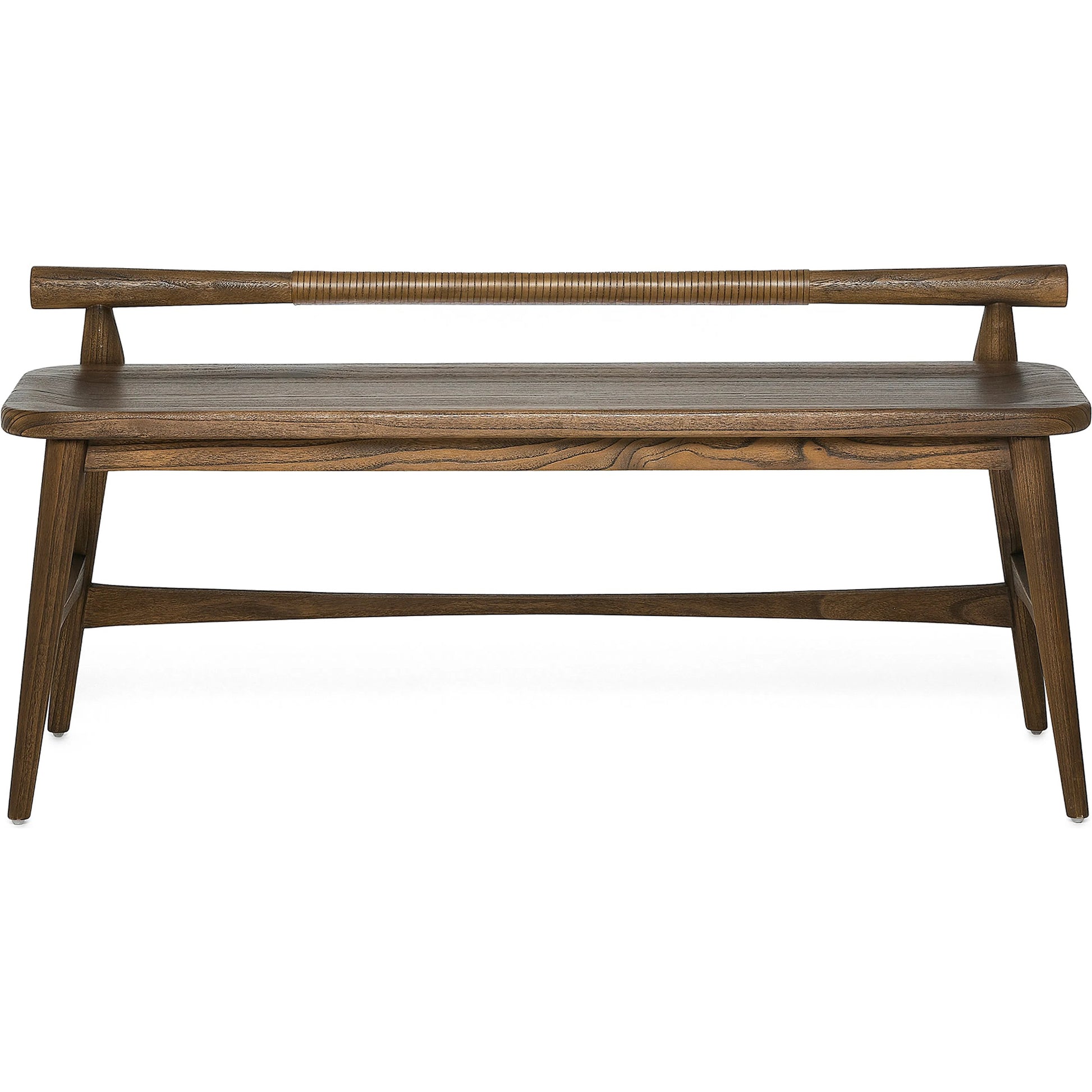 Madeira Bench by Interlude Home. Made from sunkai wood, leather in a traditional style.