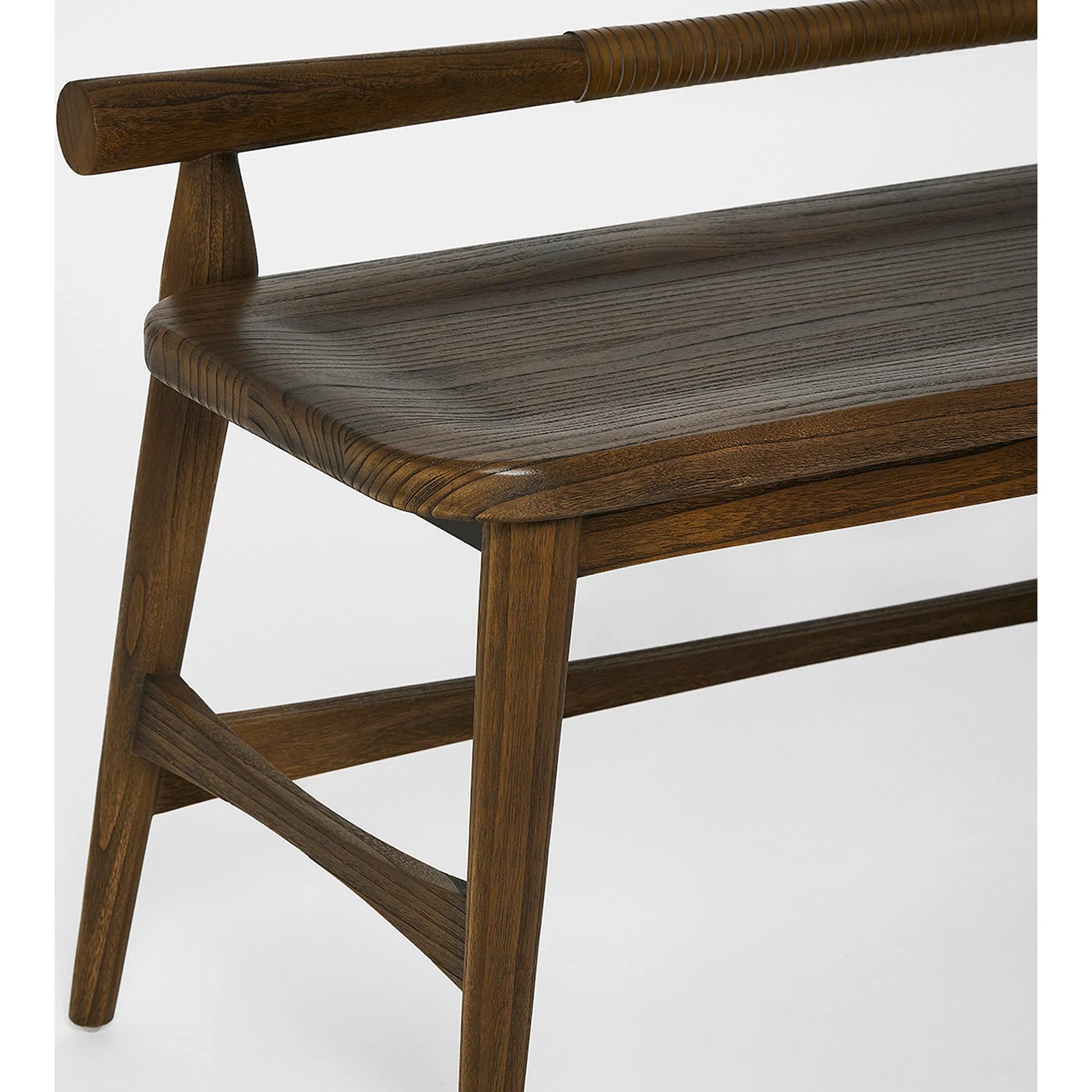 Madeira Bench by Interlude Home. Made from sunkai wood, leather in a traditional style.