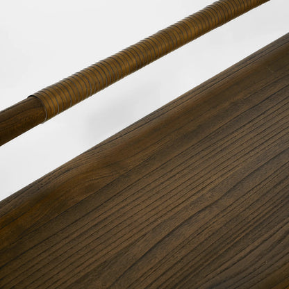 Madeira Bench by Interlude Home. Made from sunkai wood, leather in a traditional style.