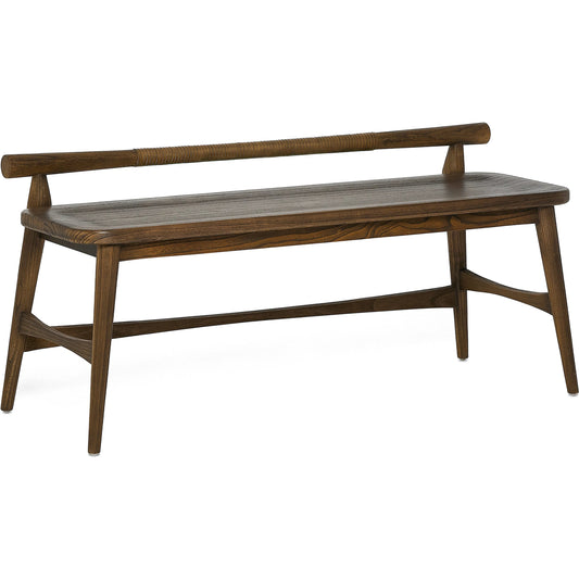 Madeira Bench by Interlude Home. Made from sunkai wood, leather in a traditional style.