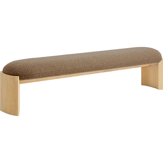 Bradley Bench by Interlude Home in saddle, baja ridge. Made from oak, fabric in a transitional style.