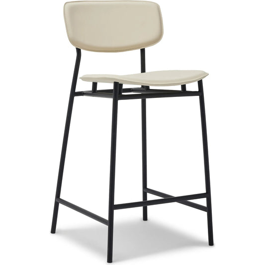 Albert Counter Stool by Interlude Home in matte black. Made from metal, vegan leather in a unique style.
